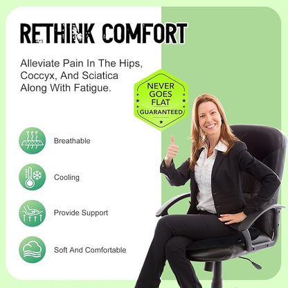 Air Fiber Office Chair Cushion - Ergonomic Seat Cushion for Orthopedic Coccyx, Relief Hip & Back Support - Doctor Recommended Cushion for Long Sitting Worker Driver & Handicapped (Dark Gray)