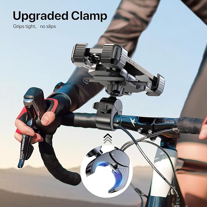 Miracase Motorcycle Phone Mount, One Touch Release and Lock Bike Phone Holder, Bicycle Scooter Handlebar Phone Mount Holder, Bike Phone Mount Compatible with iPhone Google Samsung