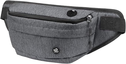 WATERFLY Running Belt Fanny Pack: Runner Marathon Jogging Waist Pack Sport Workout Exercise Fitness Phone Holder Belt for Men Women Jogger Slim Waistband Black