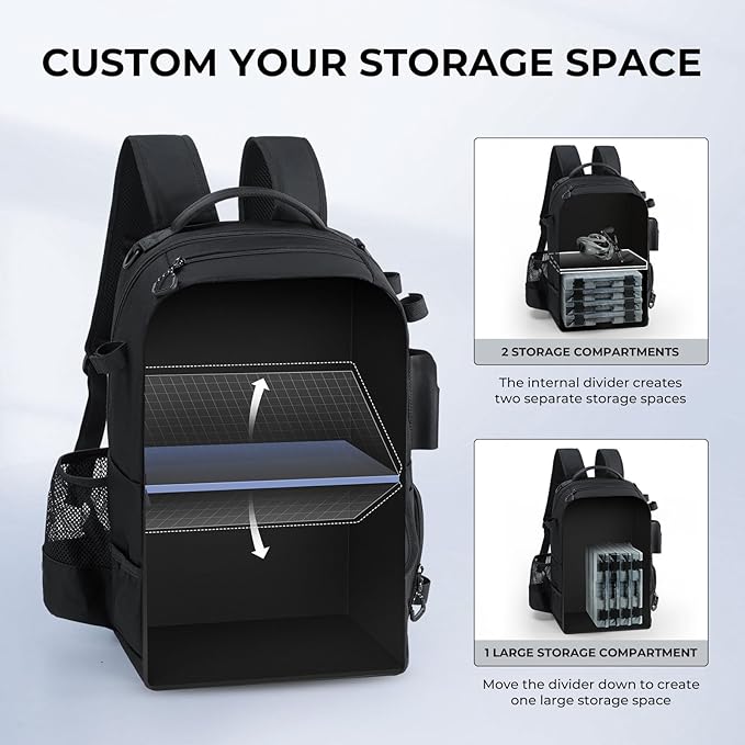 KastKing BaitSpace 50L Fishing Tackle Backpack with Removable Bait Binder,2 Rod Holders Storage Fishing Gear and Equipment