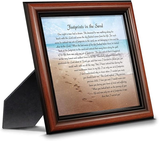 Footprints in the Sand Inspirational Wall Art, Beach Decor, Christian Gifts for Women and Men, Christian Wall Decor, Get Well Soon, Encouraging Scripture Wall Art, Framed Sympathy Gift 8639W