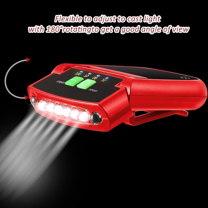Mudder LED Clip on Cap Lights USB Rechargeable Cap Flashlight Clip Waterproof Ultra Bright Hat Flashlight Headlamp for Fishing Camping Hand Work