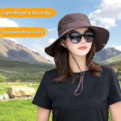 Women Fishing Sun Hat Men Summer UV Protection Bucket Hats Mesh Ventilated Outdoor Hiking Gardening Beach Lawn Hat
