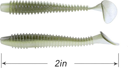 RUNCL Swimbaits Paddle 10/20/30/40PCS, 5/4/3/2 Inchs Paddle Tail, Soft Lure for Trout Crappie Bass, Durable Plastic Bait Swimmer for Saltwater/Freshwater, Fishing Lover's Gift