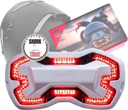 Brake Free Helmet Light - Smart Wireless Motorcycle Lights- Weatherproof LED Motorcycle Helmet Light - Lightweight & Aerodynamic Design - Smart Brake Detection - Single Button Operation - White