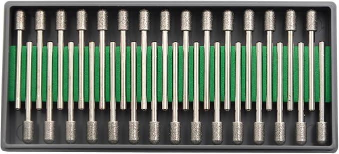 30Pcs 5mm Barrel Head,3mm Shaft,Diamond Stone Abrasive Burs Burr Grit Bits for Rotary Tool Grinding Head Jewelry Lapidary Woodworking (Barrel 5mm)