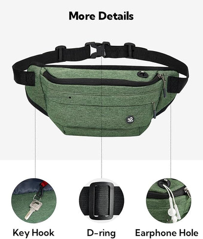 WATERFLY Running Belt Fanny Pack: Runner Marathon Jogging Waist Pack Sport Workout Exercise Fitness Phone Holder Belt for Men Women Jogger Slim Waistband Black