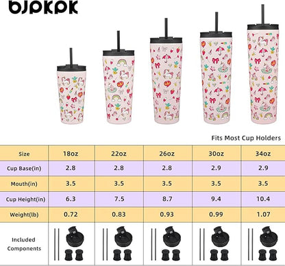 BJPKPK 30oz Insulated Tumbler With lid And Straw Stainless Steel Tumblers Travel Coffee Mug Reusable Thermal Cup,Unicorns