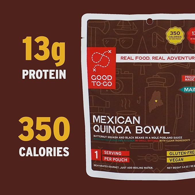 GOOD TO-GO Mexican Quinoa Bowl (Single Serving) | Camping & Backpacking Food | Just Add Water Backpacking Meals | Good To-Go Dehydrated Meals Taste Better Than Freeze Dried Food