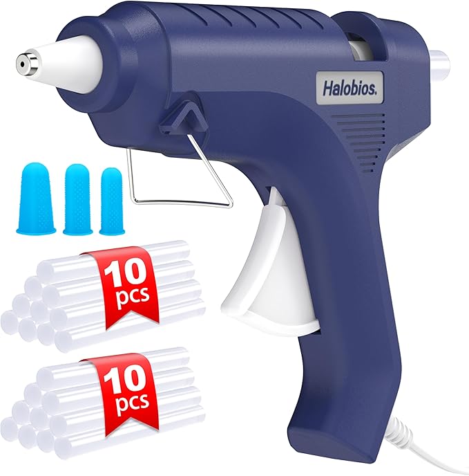 Hot Glue Gun with Preheating, 20 Glue Sticks, Full Size for DIY Crafts & Home Repairs (40W Blue)