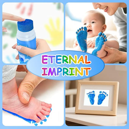 Baby Hand and Footprint Kit with Sponge Head, Baby Ink Hand and Footprint Kit, 1.69 fl oz Non-Toxic and Washable, Paw Print Kit for Dogs Suitable for Babies and Pets, Newborn Memento, Blue