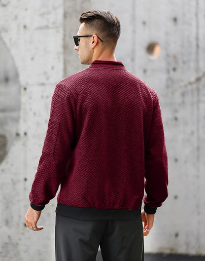 Mens Casual Jacket Loose Fit Lightweight Jacket Varsity Bomber Jacket with Zipper