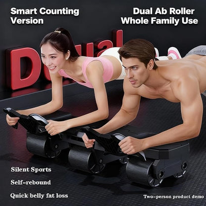 2025 New Ab Six Wheel Roller with Elbow Support - Automatic Rebound Abdominal Wheel Roller, The Upgraded Version For Dual Use Six -Wheel Abdominal Wheel Core Workout Equipment Home Gym Abs Machine