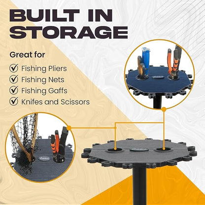 Rush Creek Creations 16-Rod Round Fishing Rod Holder for Garage, 360° Access Fishing Pole Holder for Fishing Rods, Reels, Gear, and Accessories, Securely Holds 16 Rods, Gray
