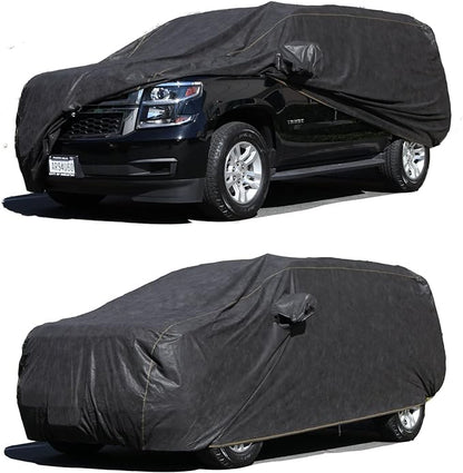 All Weather Waterproof car Cover Good for rain Snow uv Protection dust Large Size SUV QX80 Sedona MKT Traverse Enclave Durango LX570 Armada Black