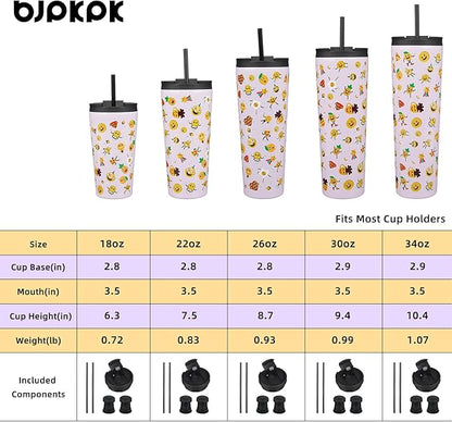 BJPKPK 26oz Tumbler With lid And Straw Stainless Steel Travel Coffee Mug Insulated Tumblers Cups,Hawaii Fruits Purple