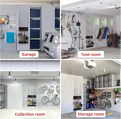 2 Pack Vertical Fishing Rod Holder for Garage, BETTER LEADER Fishing Pole Holders- Holds Up to 12 Rods or Combos, Wall Mount Fishing Pole Rack, Fits Most Rods of Diameter 3-19mm, Fishing Gifts for Men