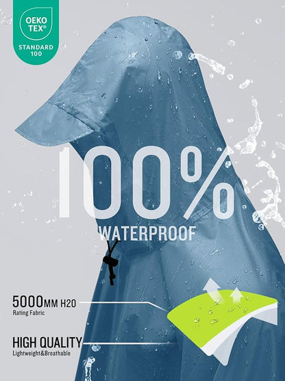 SaphiRose Hooded Rain Poncho Waterproof Raincoat Jacket for Men Women Adults