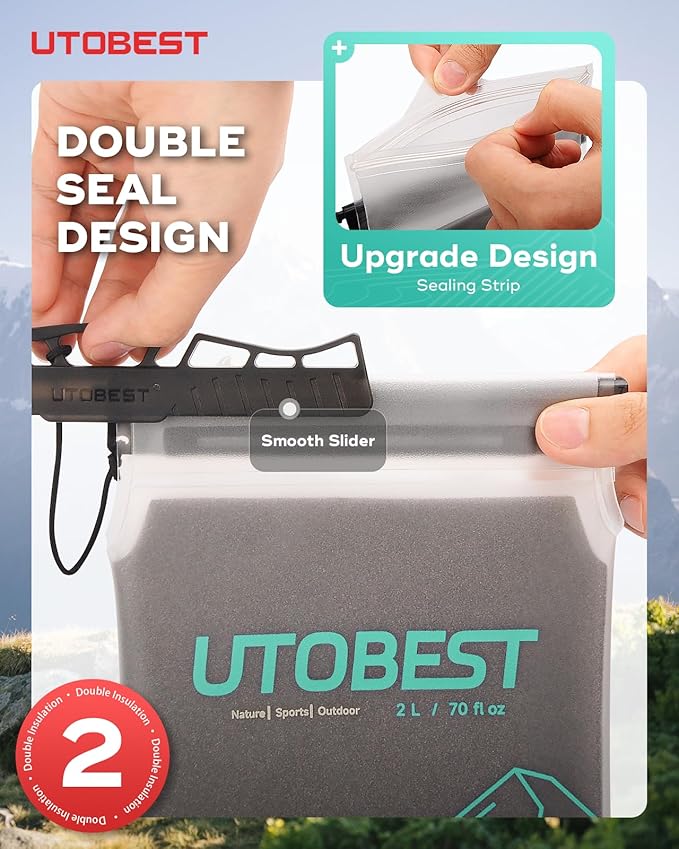 Insulated Water Bladder with Bite Valve Cover Keeps Water Cool or Warm for Hours, Leakproof TPU Hydration for Hiking Camping and Backpacking