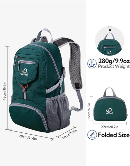 WATERFLY Small Lightweight Packable Backpack: 20l Ultra Light Foldable Travel Hiking Camping Daypack Day Pack for Man Woman