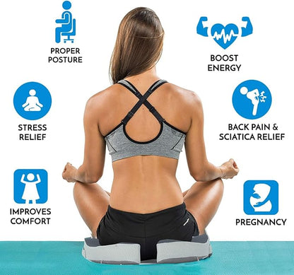 Small Travel Seat Cushion for Airplane,Portable Foldable Seat Cushion,Sciatica Pain Relief with Built-in Handles-Memory Foam Chair Cushions to Enhance Posture & Back Pain,for Car, Office, Gaming (