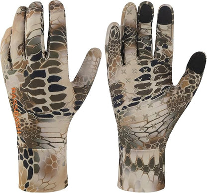 BASSDASH Men’s Camo Hunting Gloves UPF 50+ Lightweight Touchscreen Gloves for Warm Weather Fishing Hiking Outdoor Activities