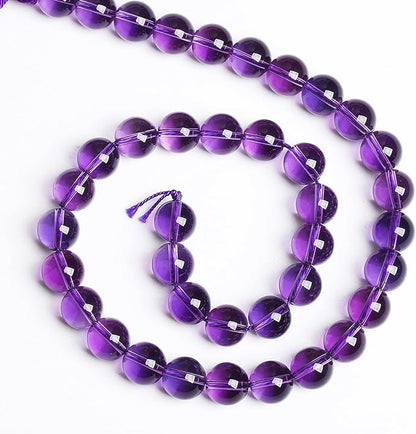 10MM 38PCS Natural Stone Clean Amethyst 3A Grade Crystal Loose Beads for Jewelry Making DIY Bracelet