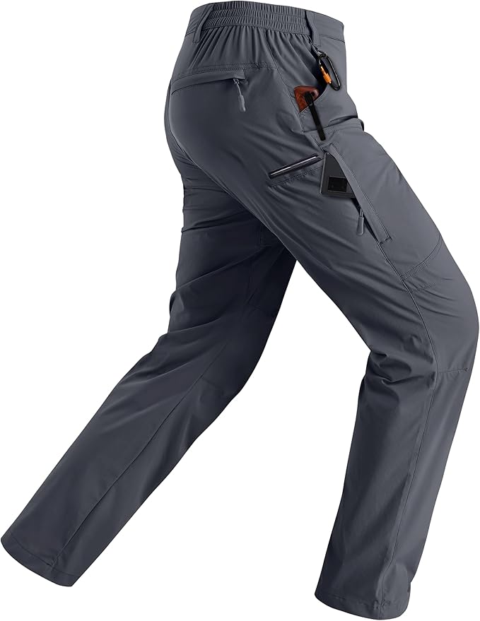 Rapoo Mens Hiking Pants Lightweight Water Resistant Breathable Nylon Cargo Pants with 6 Pockets