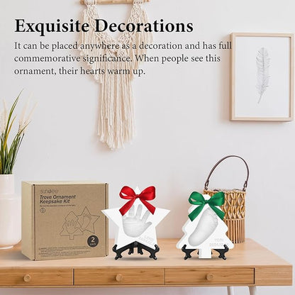 Baby Hand & Footprint Keepsake Kit - Personalized Handprint Footprint Ornament for Newborn Babies, New Mom Gifts, Baby Shower & Registry, Nursery Picture Frame, Pet Paw Print Ornament