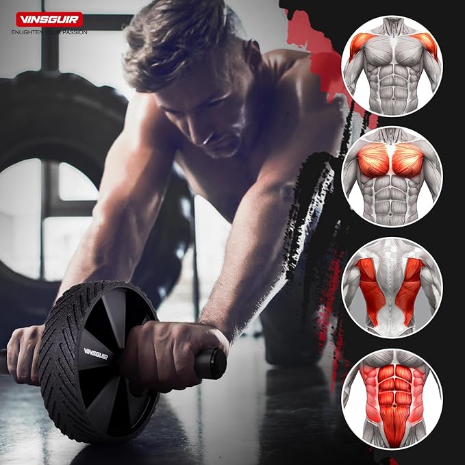 Vinsguir Ab Roller Wheel - Ab Workout Equipment for Abdominal & Core Strength Training, Home Gym Fitness Equipment with Knee Pad Accessories for Men Women