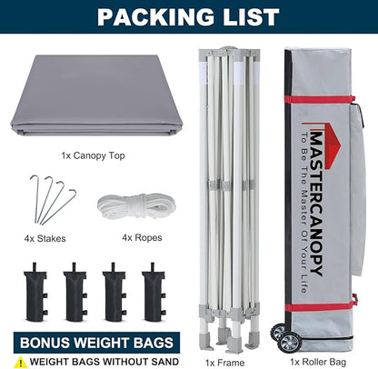 MASTERCANOPY Pop Up Canopy Tent Commercial Grade 10x10 Instant Shelter (Grey)