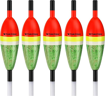 THKFISH Fishing Floats Balsa Wood Slip Bobbers, Fishing Bobbers Stick Slip Bobber for Fishing Crappie Bluegill Trout Bass Panfish Catfish Walleye 5PCS