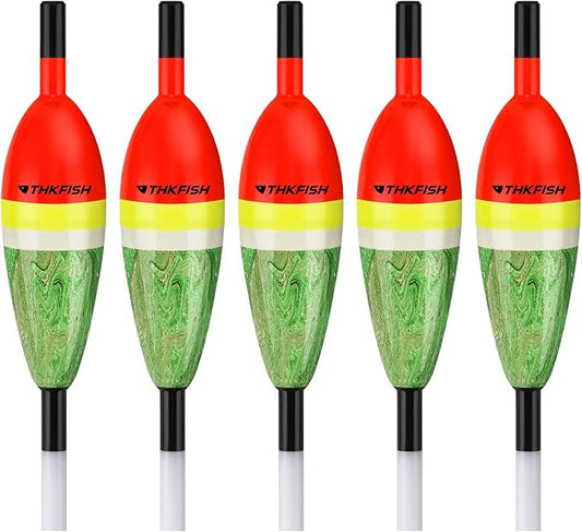 THKFISH Fishing Floats Balsa Wood Slip Bobbers, Fishing Bobbers Stick Slip Bobber for Fishing Crappie Bluegill Trout Bass Panfish Catfish Walleye 5PCS