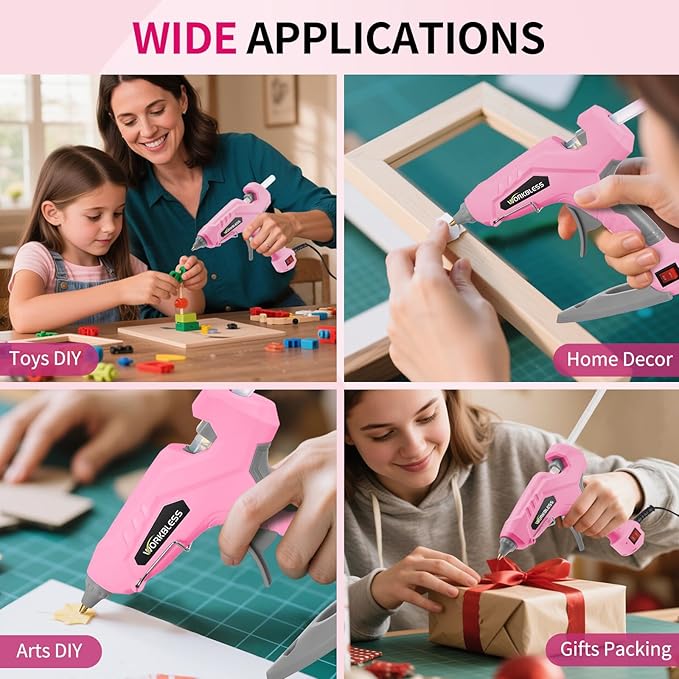Pink Hot Glue Gun Full Size, 60W/100W Dual Temp Glue Gun, Fast Heating Heavy and Duty Glue Gun with 20PCS Glue Sticks for Arts, Home Repair, Professional DIY & Industrial Use