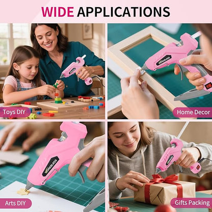 Pink Hot Glue Gun Full Size, 60W/100W Dual Temp Glue Gun, Fast Heating Heavy and Duty Glue Gun with 20PCS Glue Sticks for Arts, Home Repair, Professional DIY & Industrial Use
