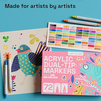 ARTISTRO Rock Acrylic Paint Markers - Rock Painting Kit for Arts & Crafts - Dual Tip Acrylic Paint Pens