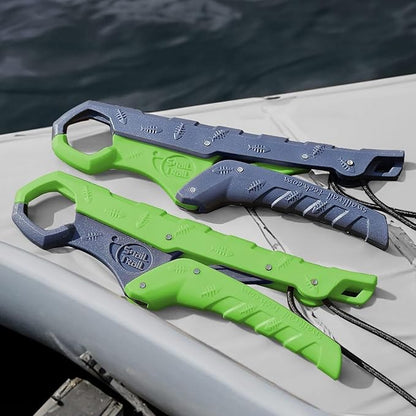 SNAIL TRAIL 7.5''/9'' Floating Fish Gripper, Fishing Grabber, Catfish Mouth Pliers, Caught Bass Holder, Digital Scale Hook Clamp, Saltwater Lip Grip Tool with Lanyard, Gifts for Men