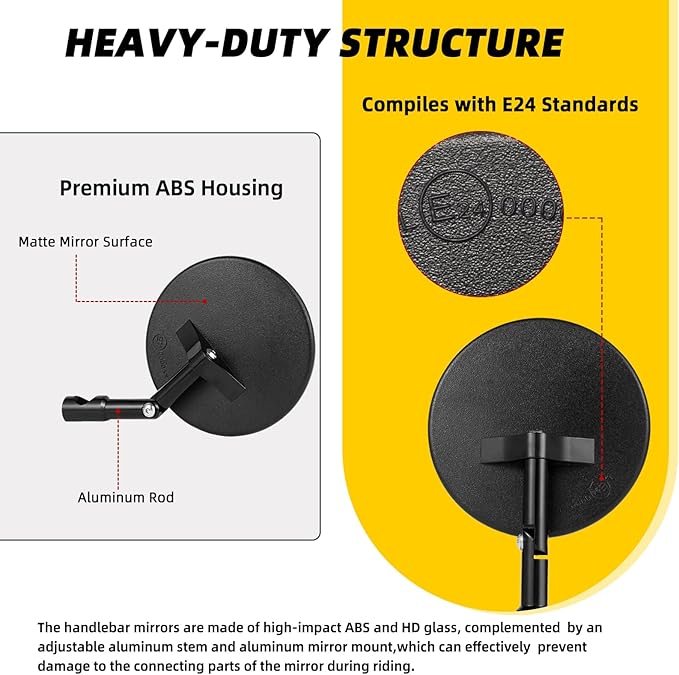 Motorcycle Mirrors for Handlebars - 7/8" Universal Foldable Rear View Bar End Side Mirrors with M8 M10 Bolts + Mount for Adventure Motorcycle/Dirt Bike/E-bike/Scooters/ATV/UTV Accessories