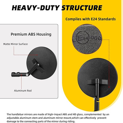 Motorcycle Mirrors for Handlebars - 7/8" Universal Foldable Rear View Bar End Side Mirrors with M8 M10 Bolts + Mount for Adventure Motorcycle/Dirt Bike/E-bike/Scooters/ATV/UTV Accessories