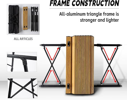 Portable Adjustable Camping Table - Sturdy Aluminum, Oversized Foldable Surface for Outdoor Picnic, BBQ, and Indoor Use