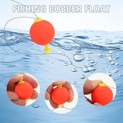20 Pcs EVA Foam Fishing Bobbers Floats, Snap-on Push Round Button Floats, 0.98 in Small Bobbers for Fishing Tackle Accessories(Red)