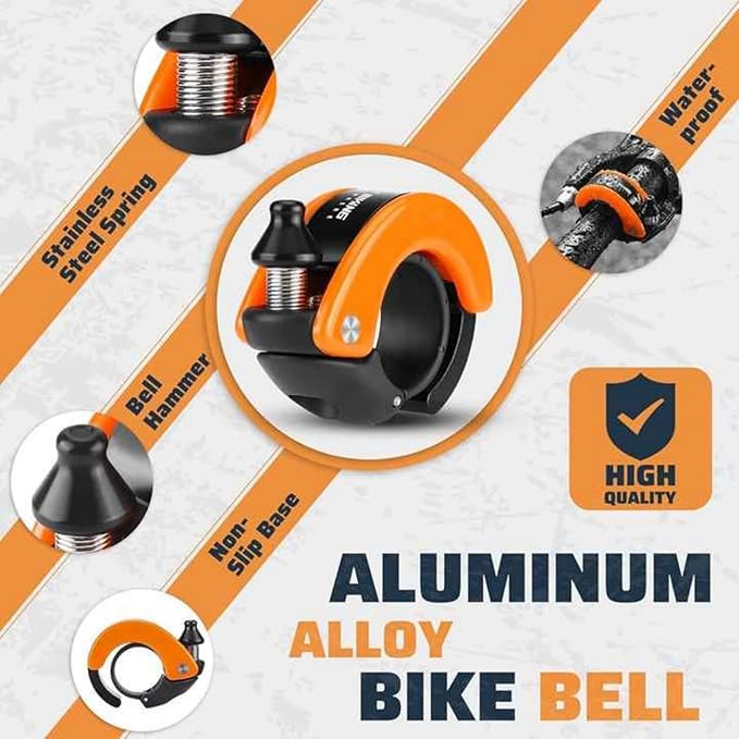 Bike Bell Hidden Conch Bicycle MTB Bells Max 100db Clear Long Sound for 22.2mm/0.78in Handlebars Ebike Horn for Adults or Kids Bike