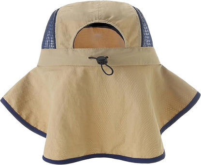 UV Sun Protection Hat Women Foldable Neck Flap Wide Brim Fishing Hat with Ponytail Hole for Women