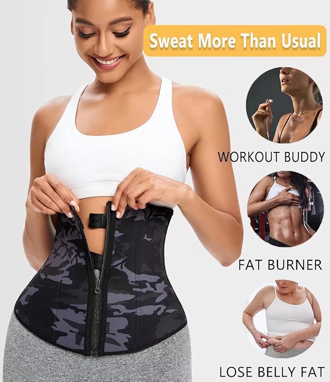ANGOOL Neopren Waist Trainer for Women,Workout Plus Size Trimmer Belt Sauna Sweat Corset Cincher with Zipper