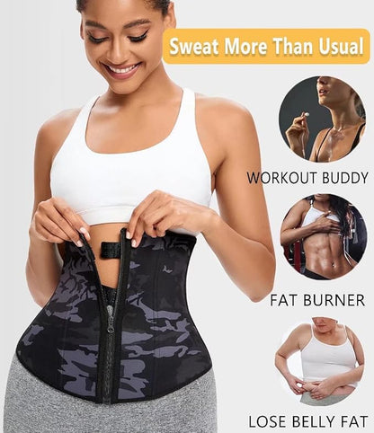 ANGOOL Neopren Waist Trainer for Women,Workout Plus Size Trimmer Belt Sauna Sweat Corset Cincher with Zipper