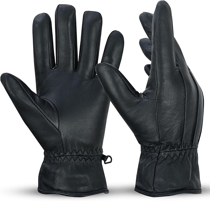 Riparo Winter Gloves for Men, Leather Winter Gloves for Cold Weather, Snow Gloves for Motorcycle Driving Hiking Outdoor