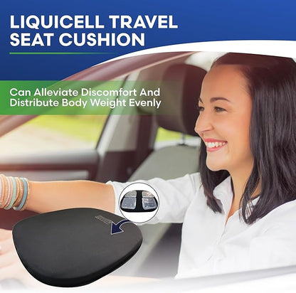 ERGO21 Travel Seat Cushion with LiquiCell Technology – Thin Orthopedic Butt Pillow for Sciatica, Tailbone, Coccyx & Back Pain – Seat Pad for Car Driving, Truck, Wheelchair, Airplane, Office, Home Use
