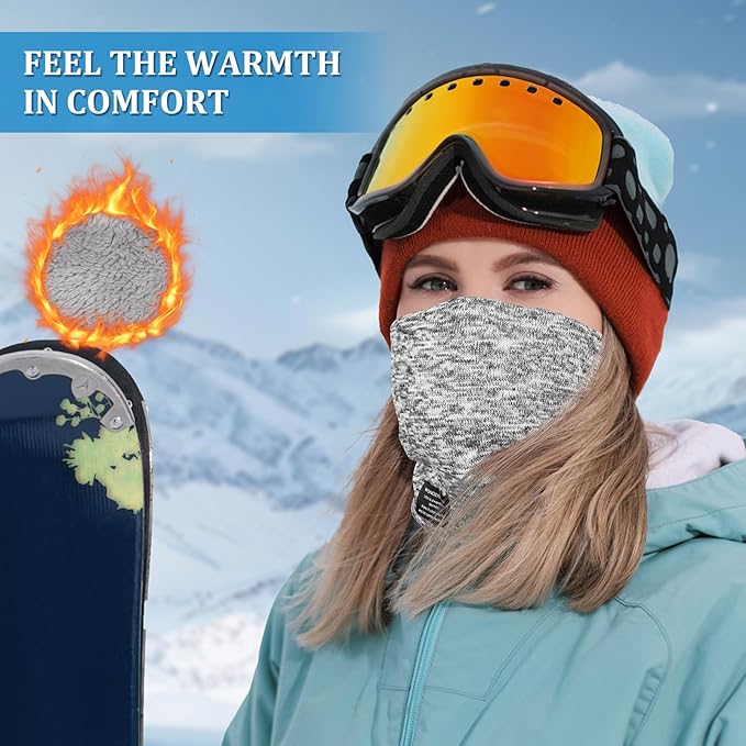 Winter Neck Gaiter Thermal Fleece-Lined Cold-Weather Scarf Wind-Block Face Cover Stretch Lightweight for Men Women