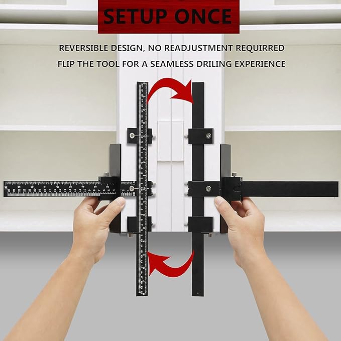 Cabinet Hardware Jig Tool All Aluminum Alloy,Adjustable Drill Guide Template Tool for Installation of Door Drawer Front Knobs Handles and Pulls