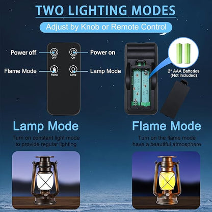 Solar Lantern Outdoor, Hanging Solar Lights Flickering Flame LED Vintage Lantern, Waterproof Camping Lamps, Auto On/Off Landscape Decor for Table Patio Garden Yard Pathway Porch, 2 Pack